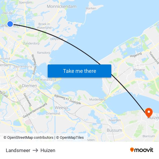 Landsmeer to Huizen map