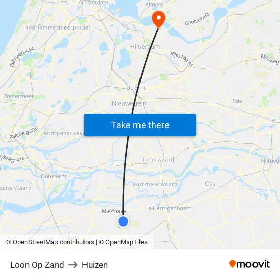 Loon Op Zand to Huizen map