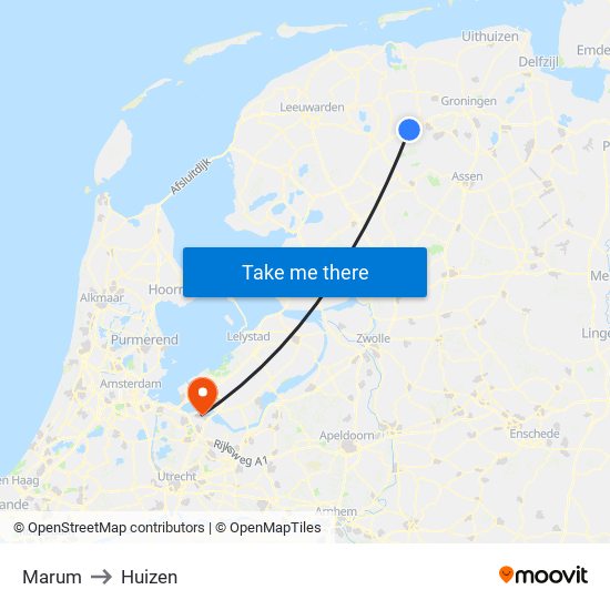 Marum to Huizen map