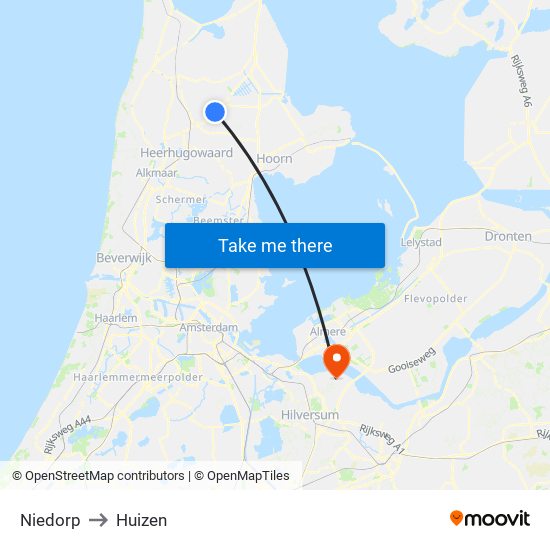 Niedorp to Huizen map