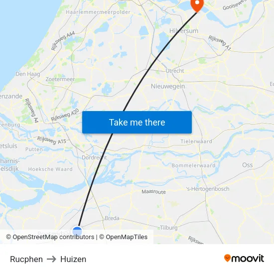 Rucphen to Huizen map