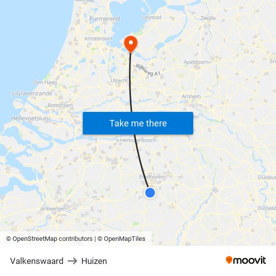 Valkenswaard to Huizen map