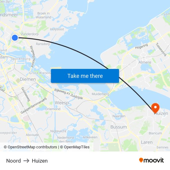 Noord to Huizen map