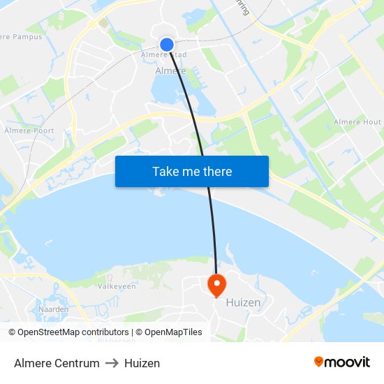 Almere Centrum to Huizen map