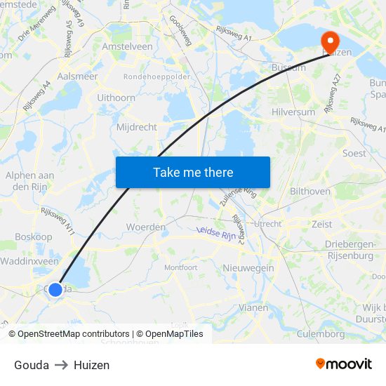 Gouda to Huizen map