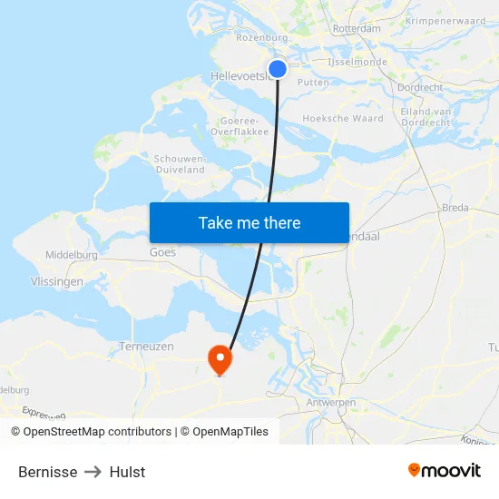 Bernisse to Hulst map