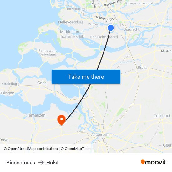 Binnenmaas to Hulst map