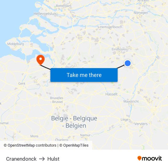 Cranendonck to Hulst map