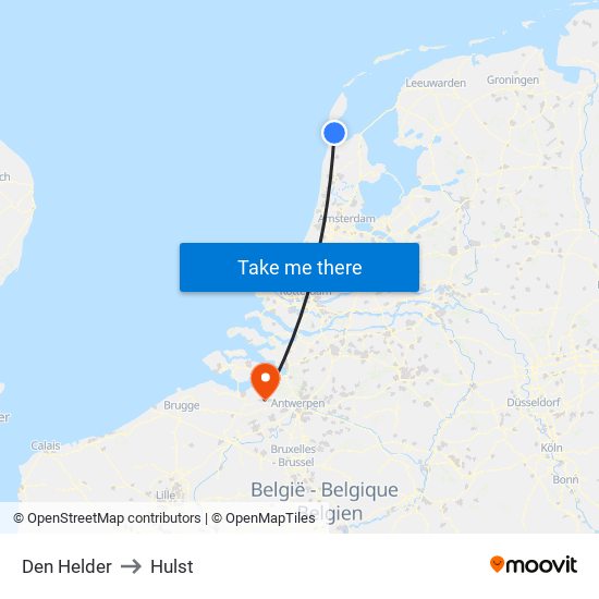 Den Helder to Hulst map
