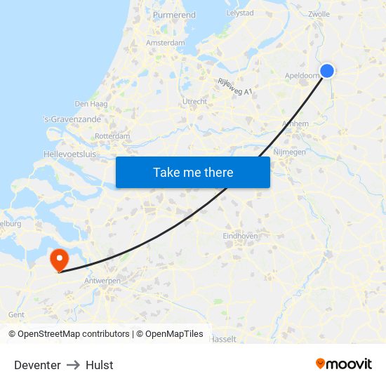 Deventer to Hulst map