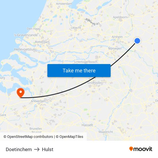 Doetinchem to Hulst map