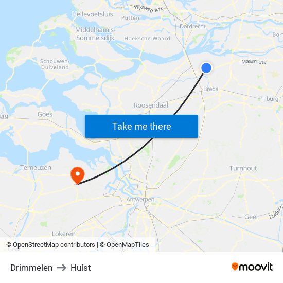 Drimmelen to Hulst map