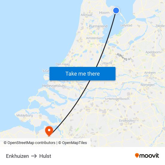 Enkhuizen to Hulst map