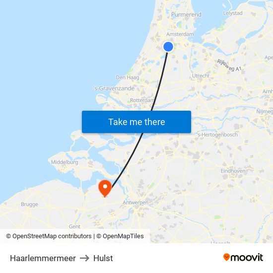 Haarlemmermeer to Hulst map