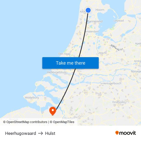 Heerhugowaard to Hulst map