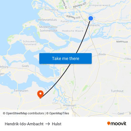 Hendrik-Ido-Ambacht to Hulst map