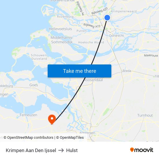 Krimpen Aan Den Ijssel to Hulst map