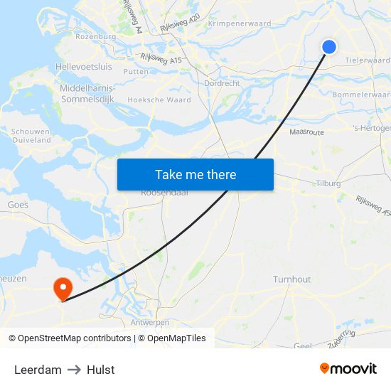 Leerdam to Hulst map