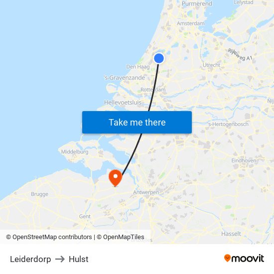 Leiderdorp to Hulst map