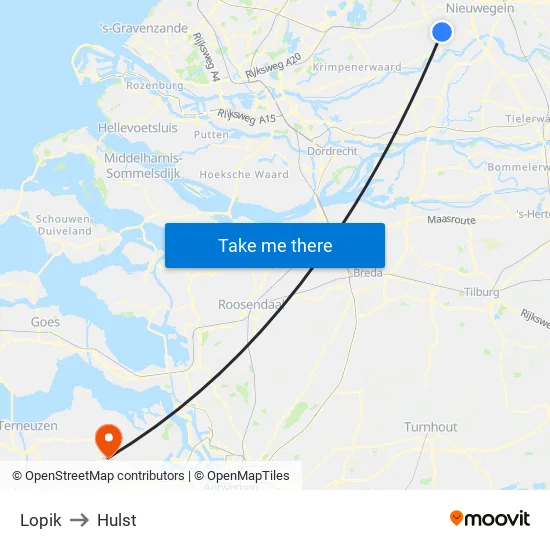 Lopik to Hulst map