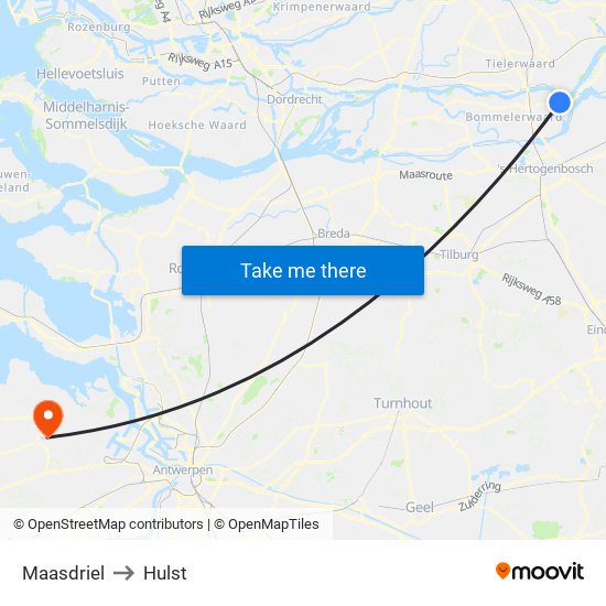 Maasdriel to Hulst map