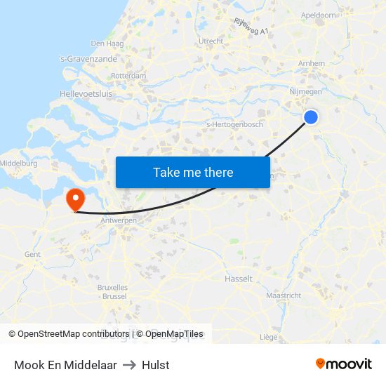 Mook En Middelaar to Hulst map