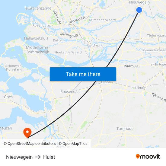 Nieuwegein to Hulst map