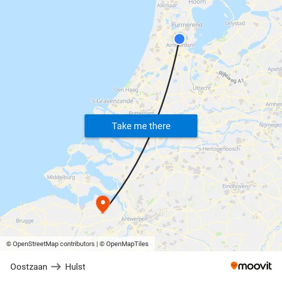 Oostzaan to Hulst map