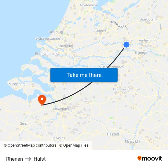 Rhenen to Hulst map