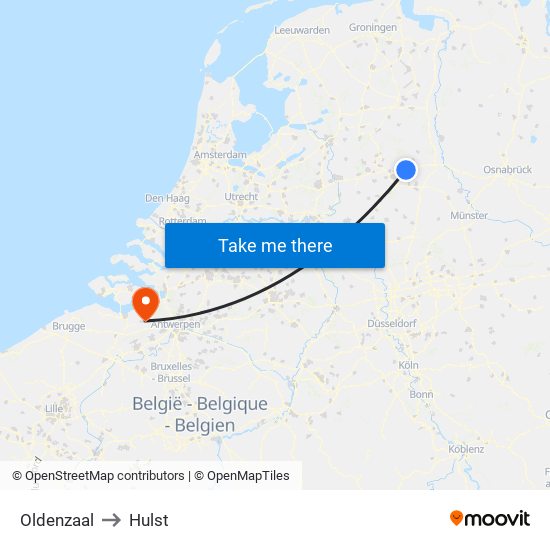 Oldenzaal to Hulst map