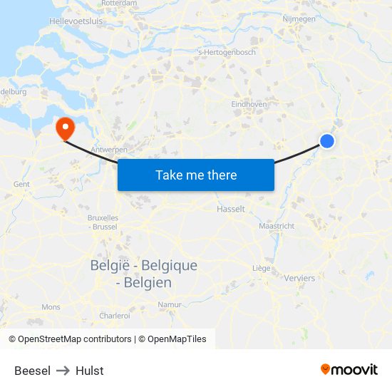 Beesel to Hulst map