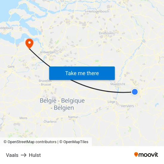 Vaals to Hulst map