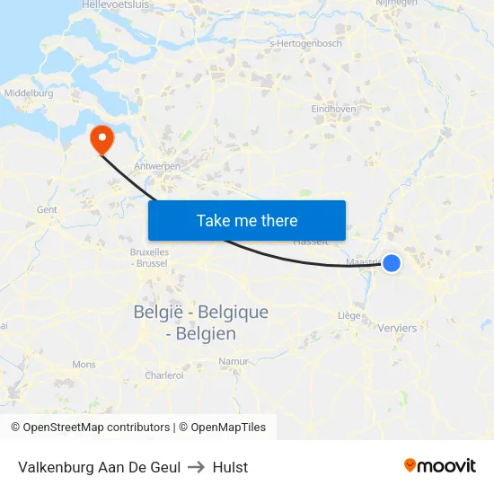 Valkenburg Aan De Geul to Hulst map
