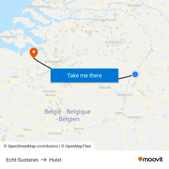 Echt-Susteren to Hulst map