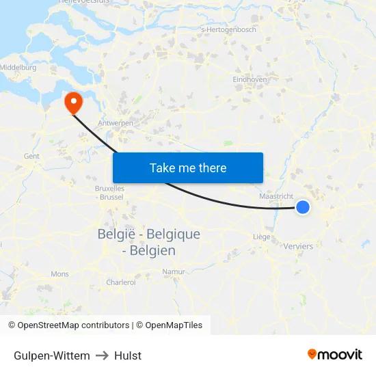Gulpen-Wittem to Hulst map