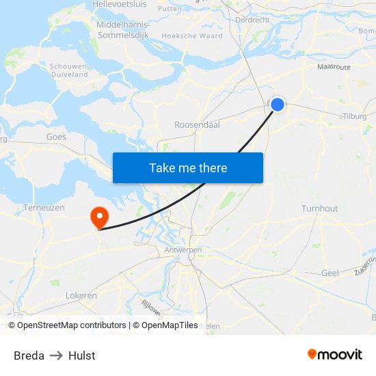 Breda to Hulst map