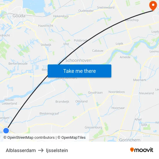 Alblasserdam to Ijsselstein map