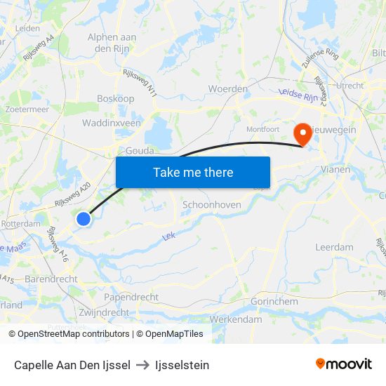 Capelle Aan Den Ijssel to Ijsselstein map