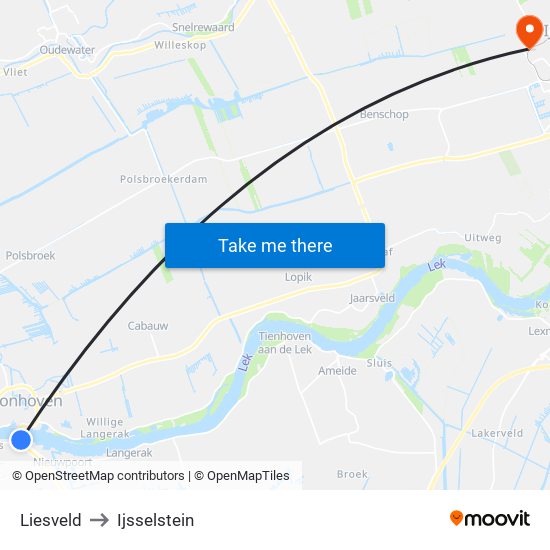 Liesveld to Ijsselstein map