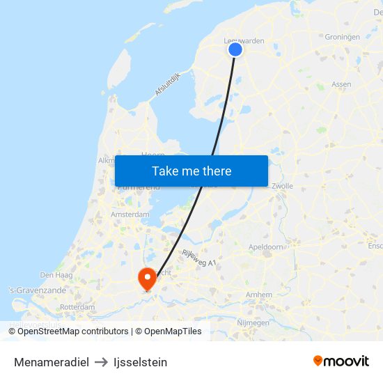 Menameradiel to Ijsselstein map