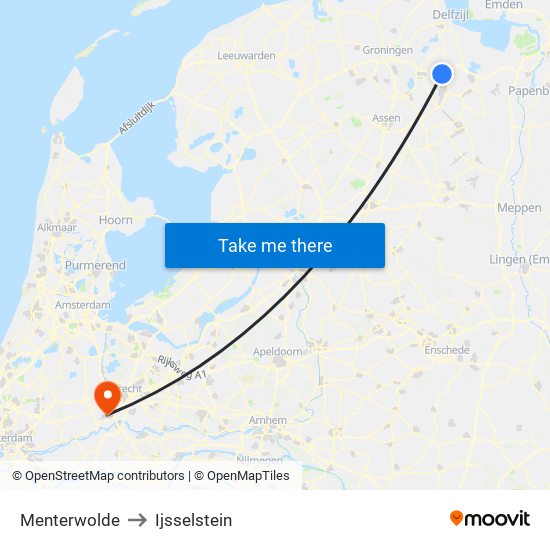 Menterwolde to Ijsselstein map