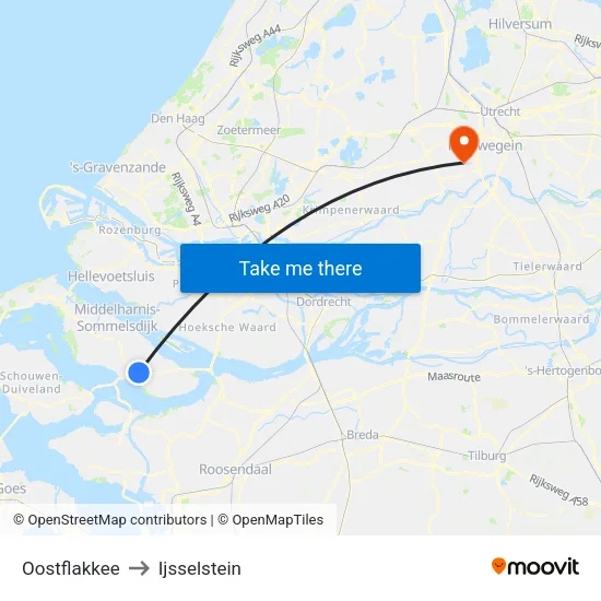 Oostflakkee to Ijsselstein map