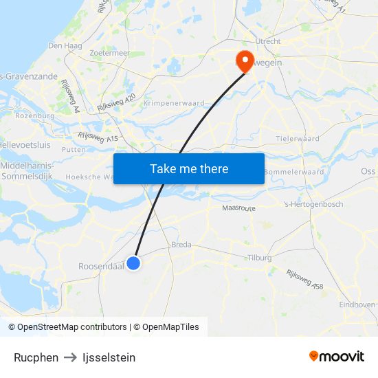 Rucphen to Ijsselstein map