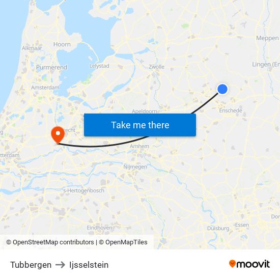 Tubbergen to Ijsselstein map