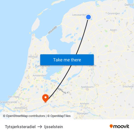 Tytsjerksteradiel to Ijsselstein map