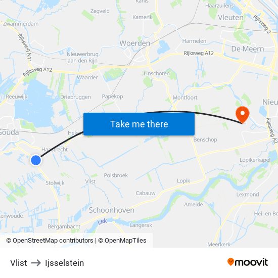 Vlist to Ijsselstein map