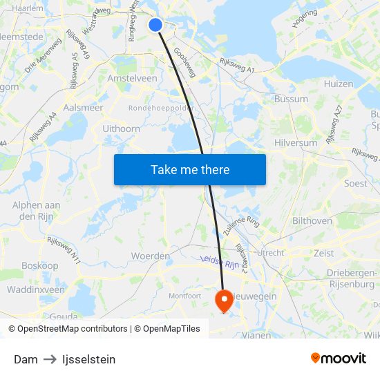Dam to Ijsselstein map