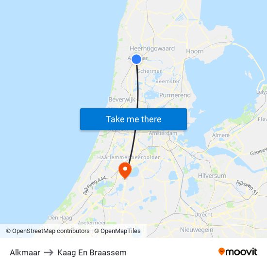 Alkmaar to Kaag En Braassem map