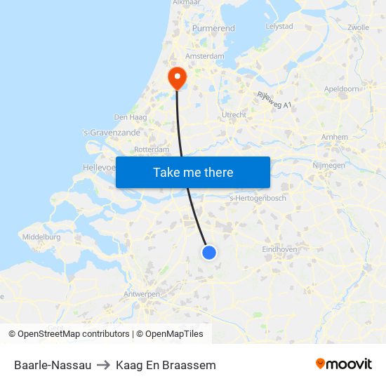 Baarle-Nassau to Kaag En Braassem map