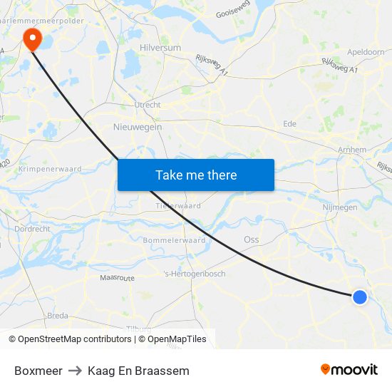 Boxmeer to Kaag En Braassem map